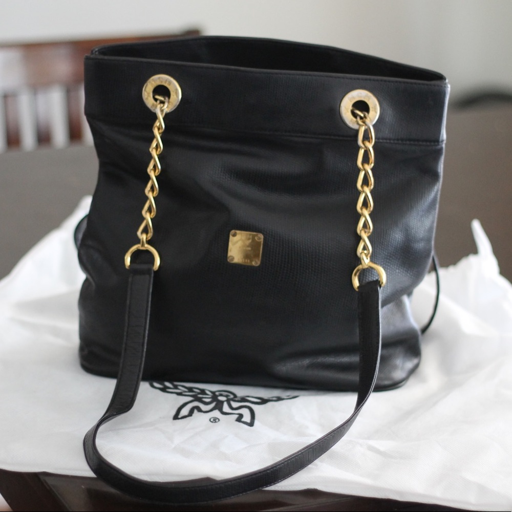MCM Black and Gold Purse Handbag w/ Dust Bag